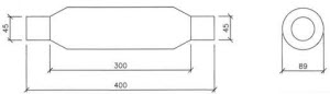 45mm ronde uitlaatdemper 89mm