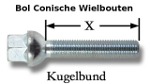 Bol conische wielbouten Audi A6 met asgat 57.1mm