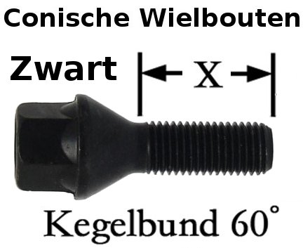 Zwarte Conische wielbouten Volkswagen Vento 5x100