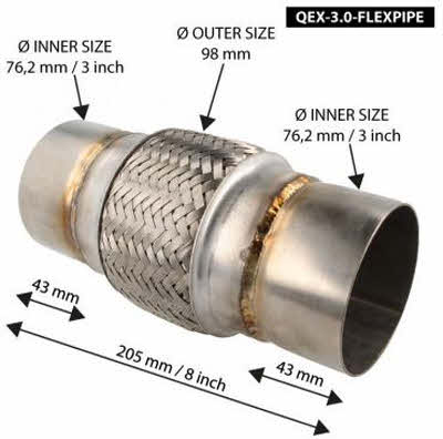 afmetingen 76mm flexibele buis